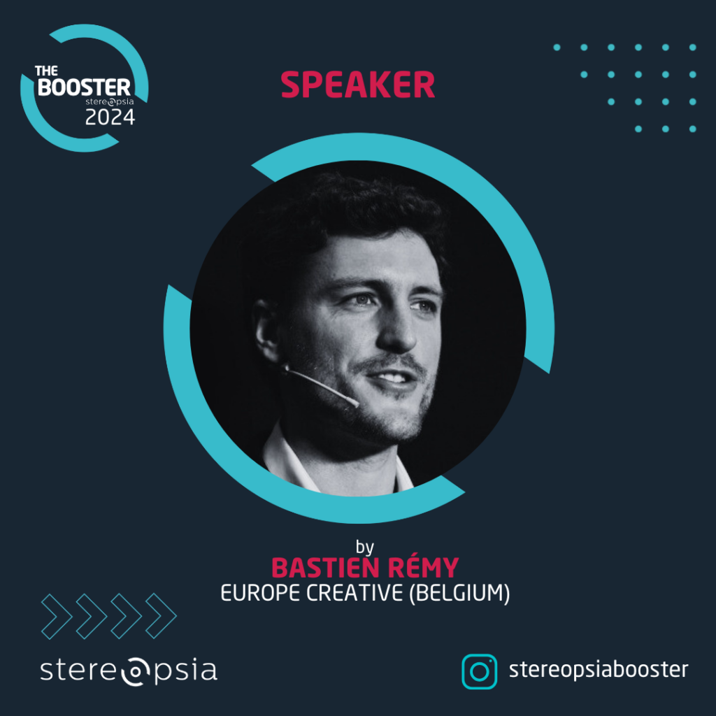 Bastien REMY from European Commission on calls for the Europea Creative Media program at Stereopsia the best XR event in Europe